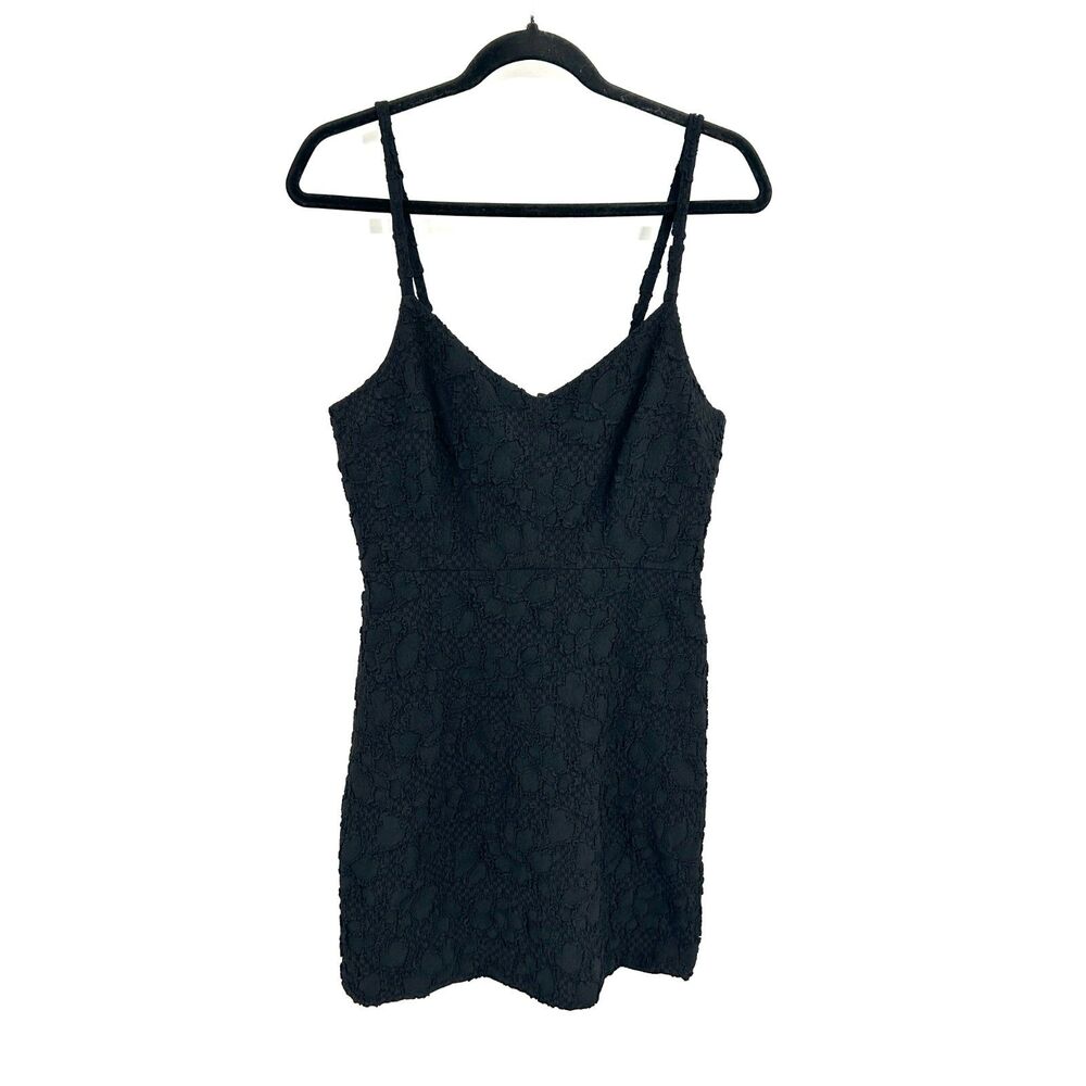 RACHEL COMEY Black Floral Jacquard Textured Mini Dress V-Neck Going Out Size 8